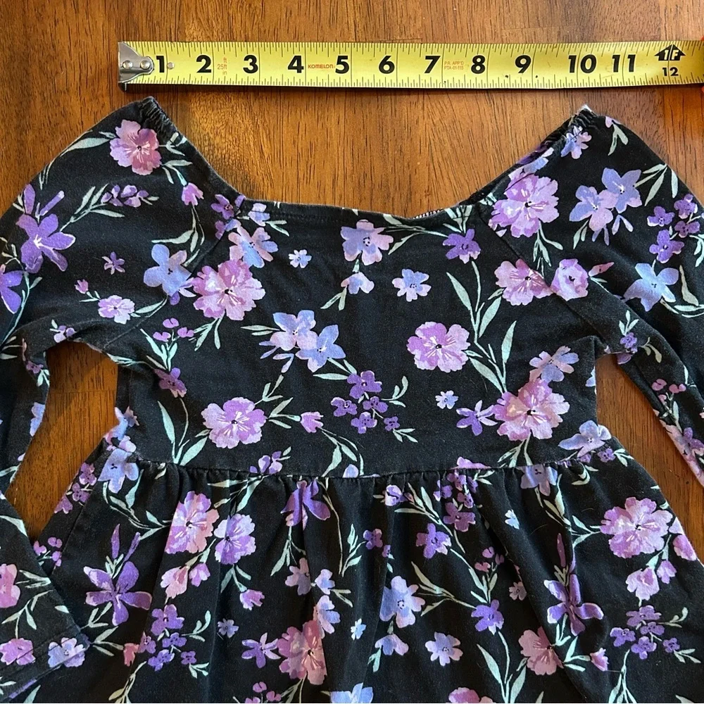 Purple & Black Floral Long Sleeve Dress | Girl Size 4 | The Children’s Place